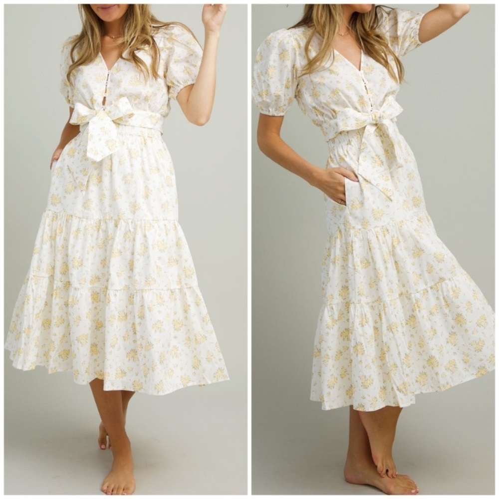 LUSH Ivory Floral 2-Piece Midi Skirt Set - Picture 4 of 8